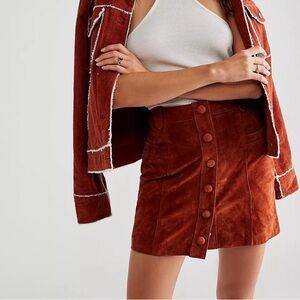 New🌟Free People Blank NYC Sun Valley Skirt Rust Sedona Red